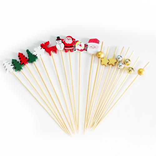 Disposable bamboo stick fruit pick Christmas food decoration Factory direct sales Wholesale customizable - 副本