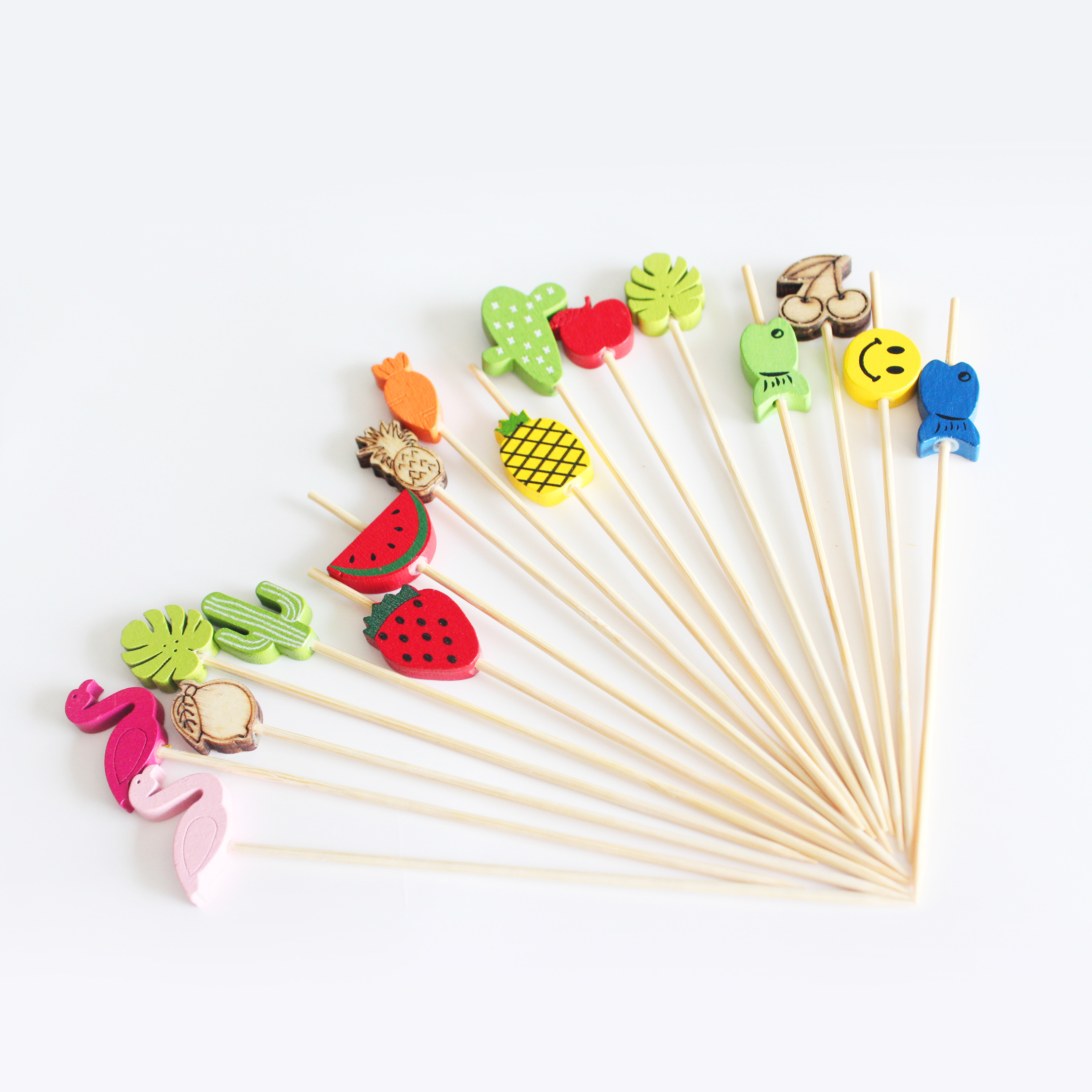 100PCS Handmade Cocktail Picks 100 Count Sticks bamboo Toothpicks Party Supplies Shiny fruit stick for parties 