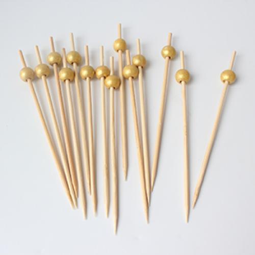 9X10 Golden Wood Beads Bamboo Skewers Diameter 2.5mm - 副本
