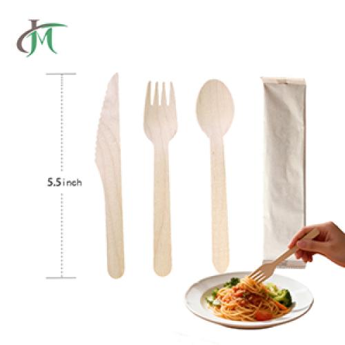 Disposable spoon knife fork wooden tableware eat ice cream eat dessert
